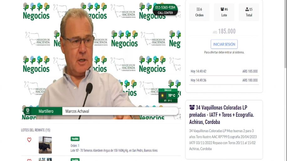 Resultados del Remate Virtual de Negocios de Hacienda